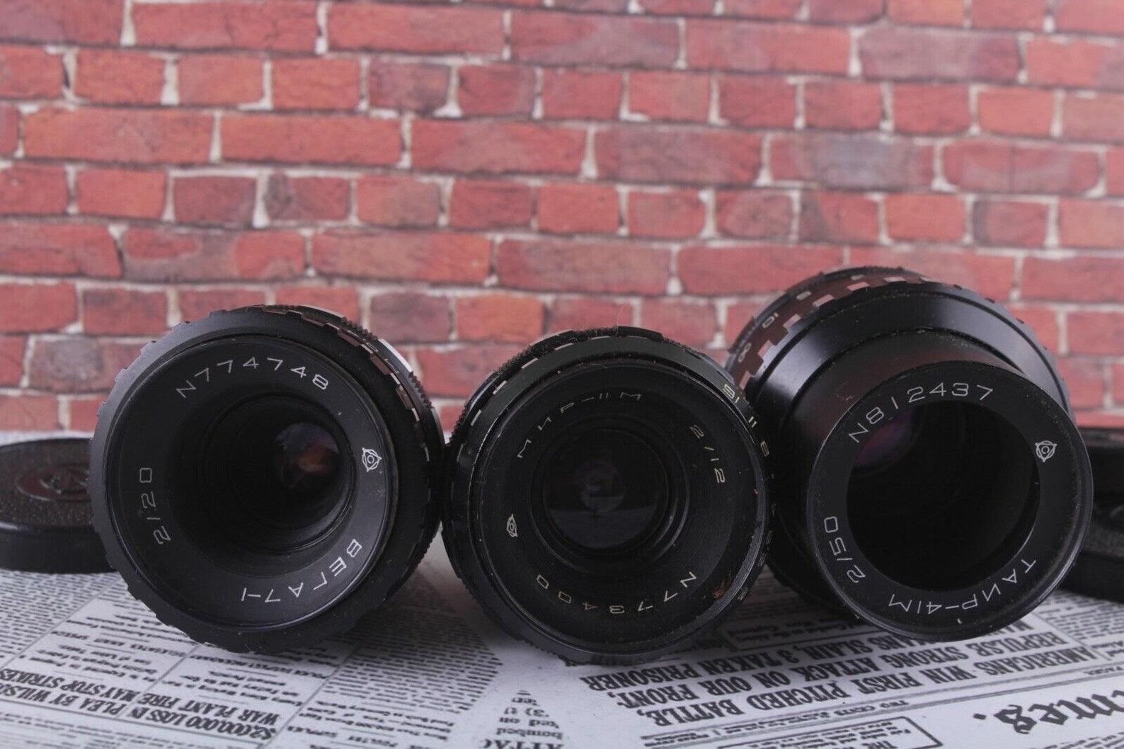 Mir-11, Vega-7-1, BMPCC 3 Lenses Rare Old Soviet for Kiev-16U Camera Set