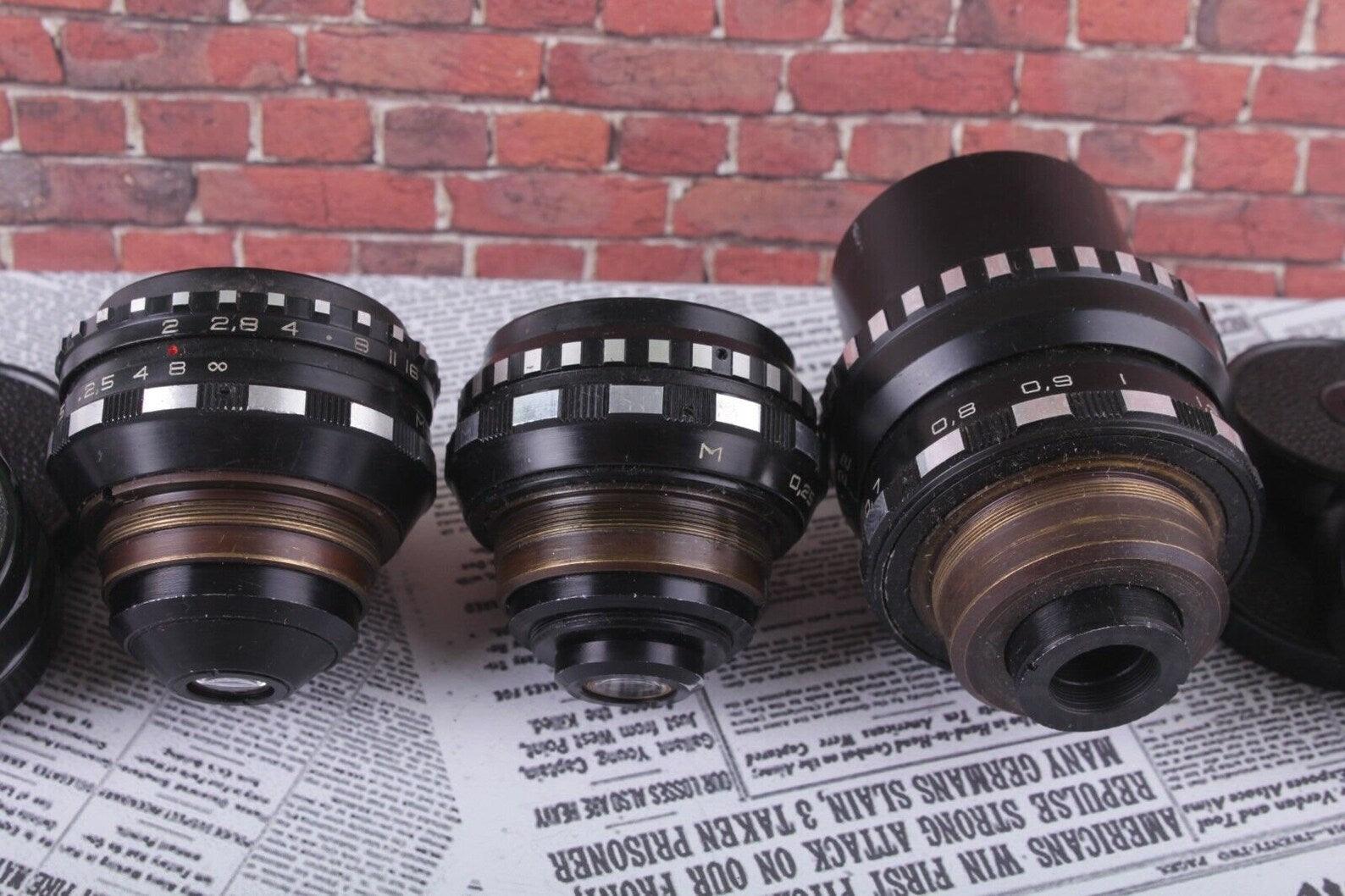 Mir-11, Vega-7-1, BMPCC 3 Lenses Rare Old Soviet for Kiev-16U Camera Set