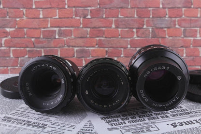 Mir-11, Vega-7-1, BMPCC 3 Lenses Rare Old Soviet for Kiev-16U Camera Set