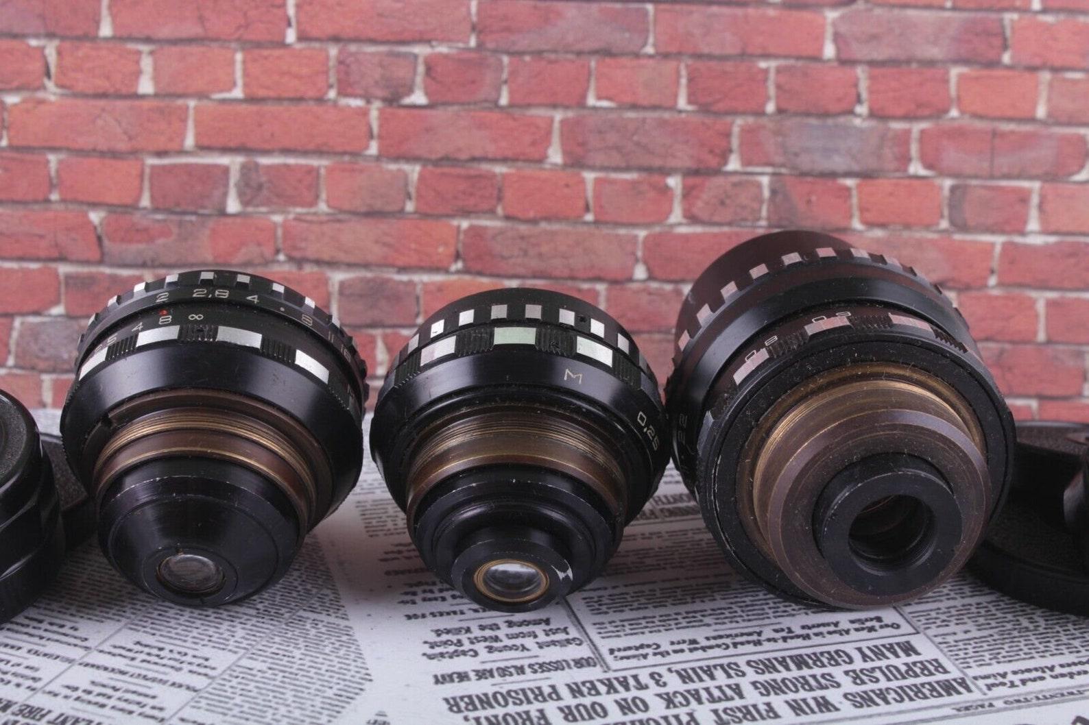 Mir-11, Vega-7-1, BMPCC 3 Lenses Rare Old Soviet for Kiev-16U Camera Set