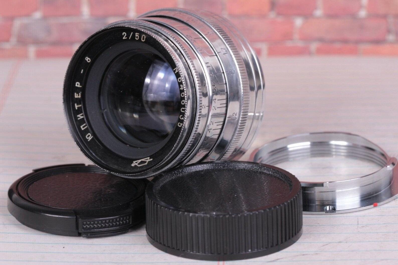 Jupiter-8 "RED P" 2/50mm Lens Leica Soviet M39 Sonnar and Leica Adapter