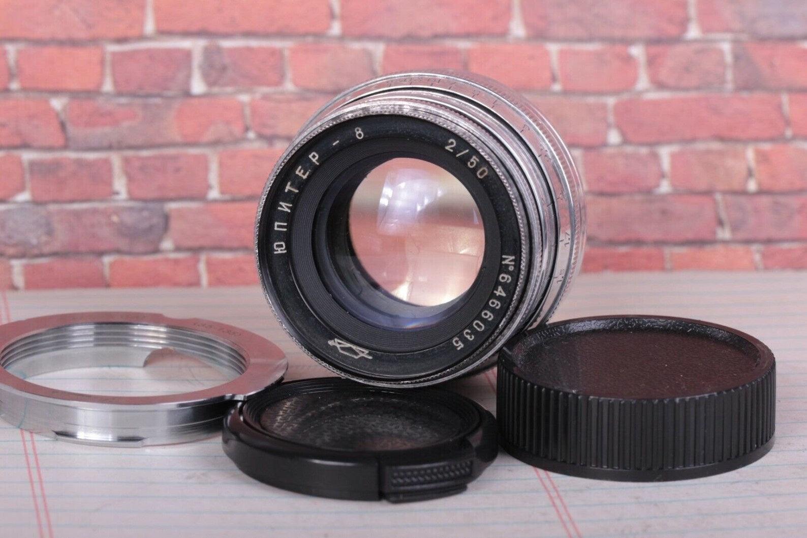 Jupiter-8 "RED P" 2/50mm Lens Leica Soviet M39 Sonnar and Leica Adapter