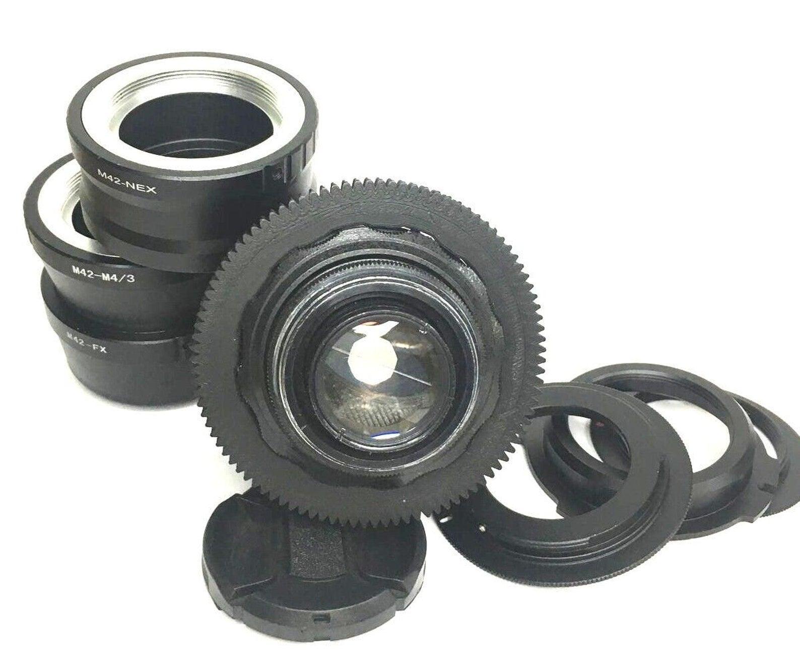 Anamorphic lens Helios 44-2 58mm f/2.0 Cine mod Canon EF mount, Sony NEX and more.