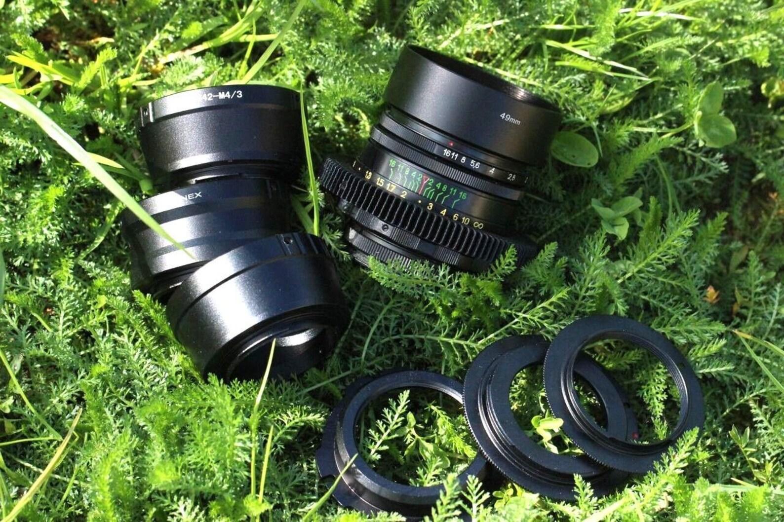 Anamorphic lens Helios 44-2 58mm f/2.0 Cine mod Canon EF mount, Sony NEX and more.