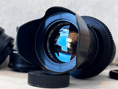 Wide Soviet Anamorphic Jupiter-37A Lens 135mm f/3.5 M42 with any adaptor on your choice.