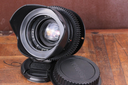 Anamorphic Mir-1B 1V 37mm f/2.8 Wide Soviet USSR lens with any adaptor of your choice.
