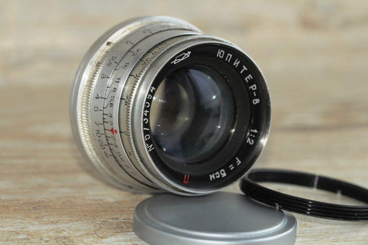 Jupiter-8 50mm Leica Lens USSR Soviet M39 Leica Screw Mount and Leica Adapter